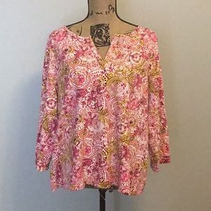 PINK & BROWN V-NECK L/S